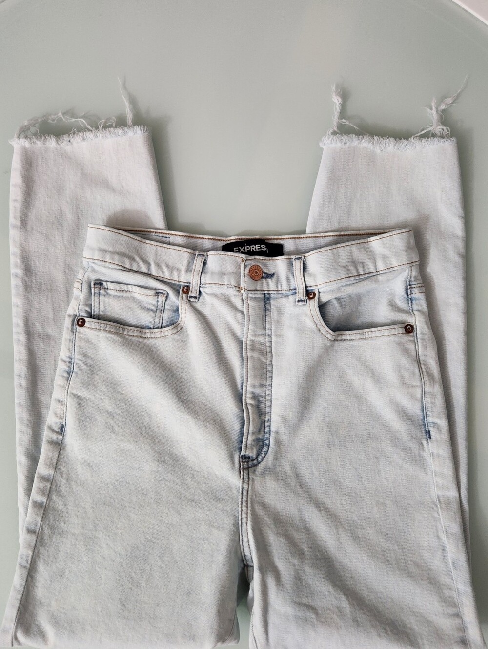 Express Light Wash High-Rise Straight Jeans
